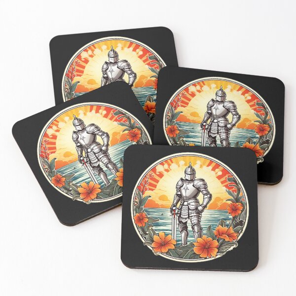 Item preview, Hawaii Medieval Knight in Armor By The Ocean with Orchids and Waves designed and sold by NautiChic.
