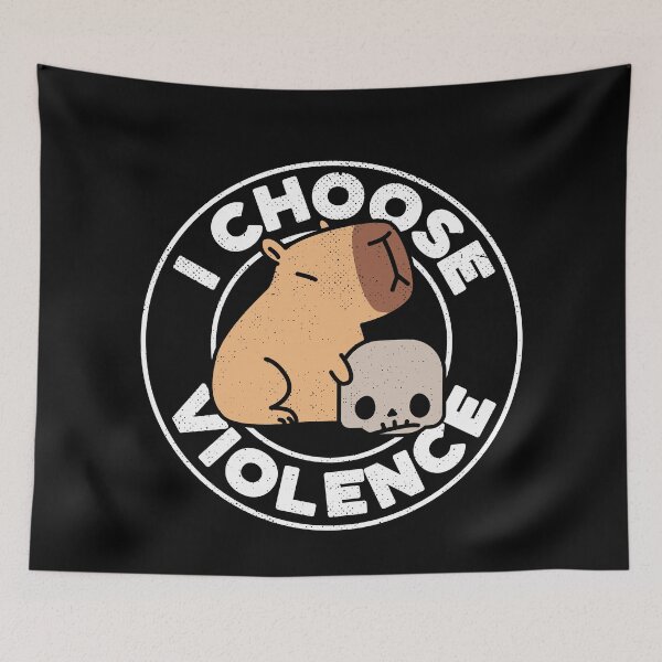 Item preview, I Choose Violence Funny Kawaii Capybara [dark version] designed and sold by Kraftees.