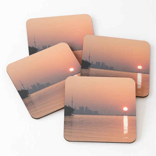 Item preview, Pink Heat - Sun Rising Behind the Skyline of Toronto on a Hot Muggy Day designed and sold by Georgia Mizuleva.