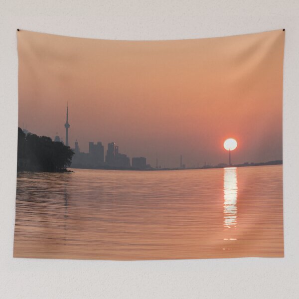 Item preview, Pink Heat - Sun Rising Behind the Skyline of Toronto on a Hot Muggy Day designed and sold by Georgia Mizuleva.