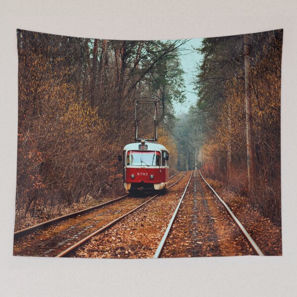 Item preview, Vintage tram in autumn designed and sold by OrionPhotograph.