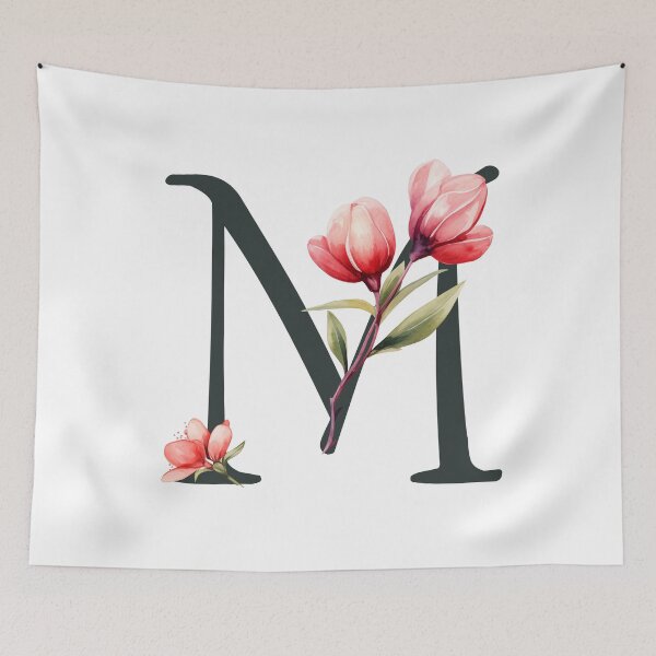 Item preview, Floral 'M' Letter – Elegance of Blooming Flowers designed and sold by Sena Kalfali.