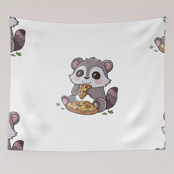 Item preview, Pegatina de un simpático mapache comiendo pizza designed and sold by FlawlessDraft.