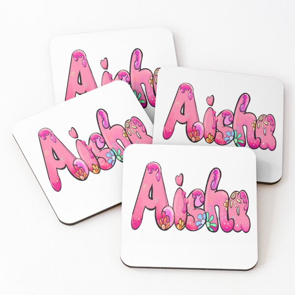 Item preview, Aisha popular girls name woman women’s first name in pink flowers drip calligraphy Aisha designed and sold by Artonmytee.