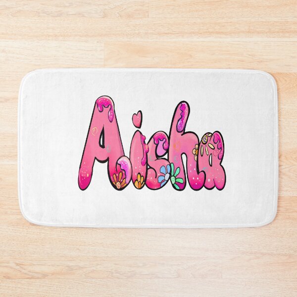 Item preview, Aisha popular girls name woman women’s first name in pink flowers drip calligraphy Aisha designed and sold by Artonmytee.
