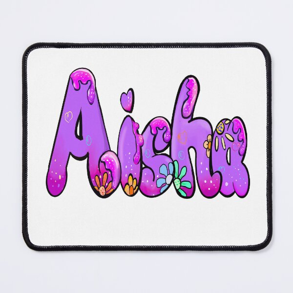 Item preview, Aisha popular girls name woman women’s first name in purple flowers drip calligraphy Aisha designed and sold by Artonmytee.