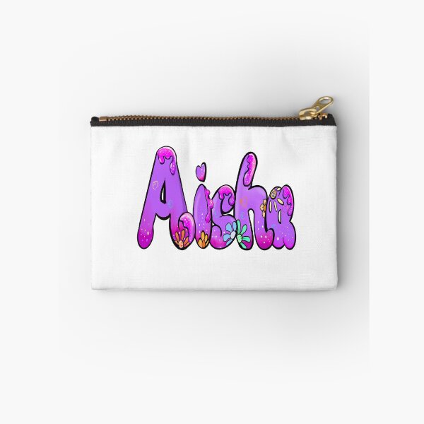 Item preview, Aisha popular girls name woman women’s first name in purple flowers drip calligraphy Aisha designed and sold by Artonmytee.