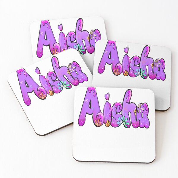 Item preview, Aisha popular girls name woman women’s first name in purple flowers drip calligraphy Aisha designed and sold by Artonmytee.