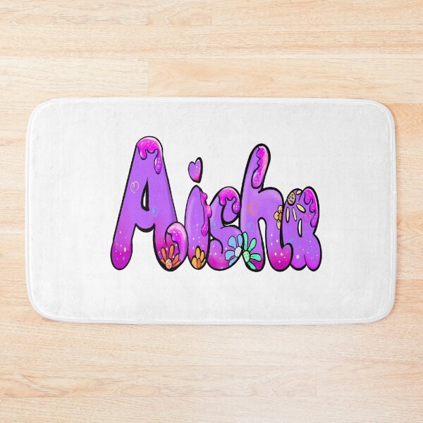 Item preview, Aisha popular girls name woman women’s first name in purple flowers drip calligraphy Aisha designed and sold by Artonmytee.