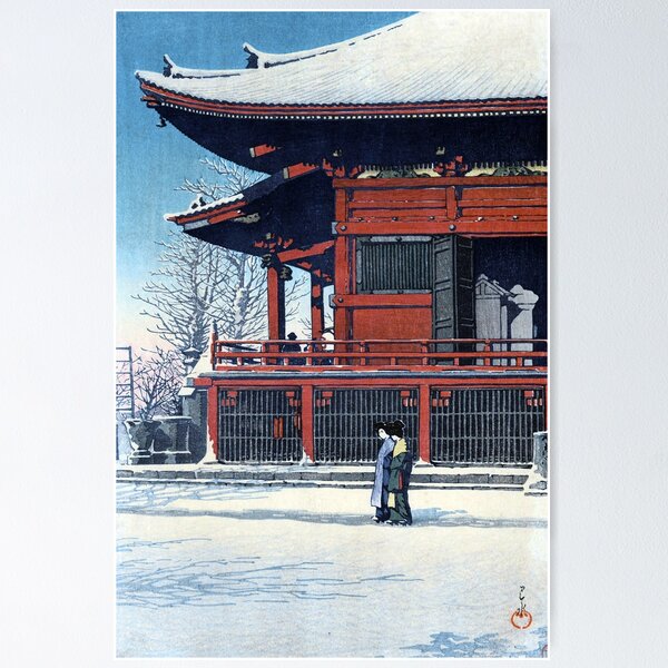 Item preview, Sunshine after Snow at Asakusa Kannon Temple by Kawase Hasui designed and sold by Takeda-art.