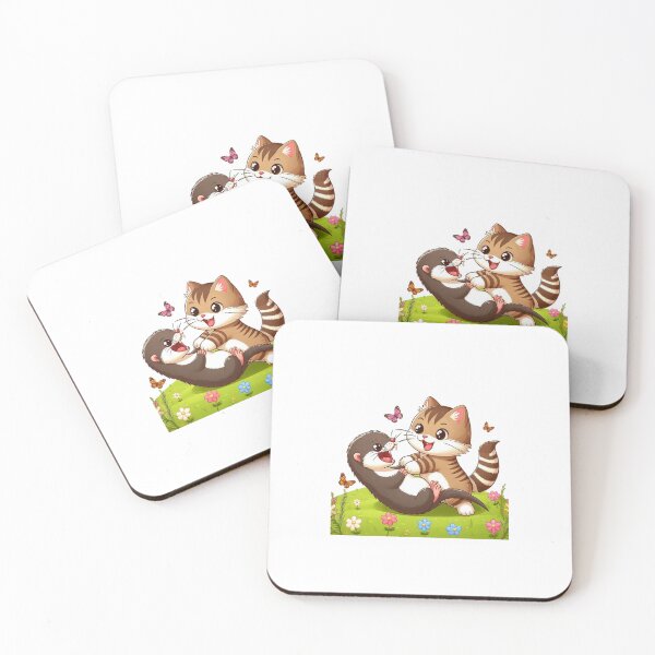Item preview, A kitten is playing with a weasel. designed and sold by liugr-dl.