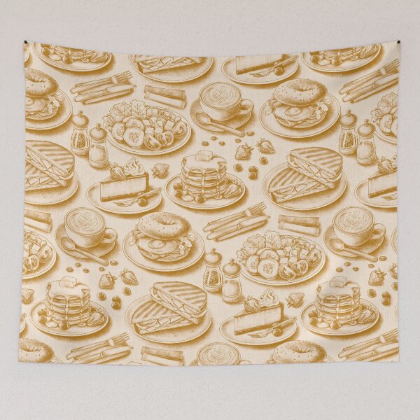 Item preview, Coffee Shop Toile - burnt orange on pale pink designed and sold by Perrin Le Feuvre.