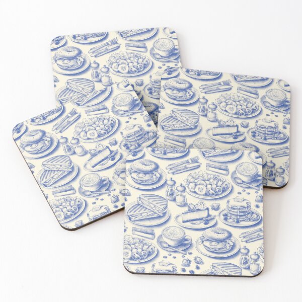 Item preview, Coffee Shop Toile - blue and cream designed and sold by Perrin Le Feuvre.