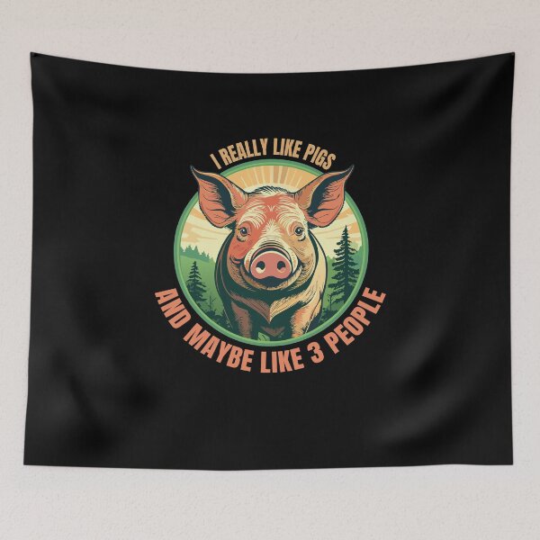 Item preview, I Like Pigs And Maybe Like 3 People Pig Lover Farmer Retro designed and sold by smartrocket.