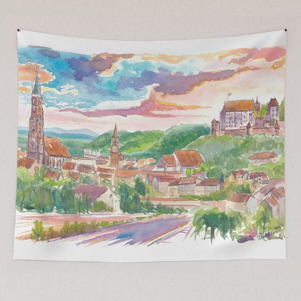Item preview, A Perfect Landshut View from Birkenberg with Old Town in Focus designed and sold by artshop77.