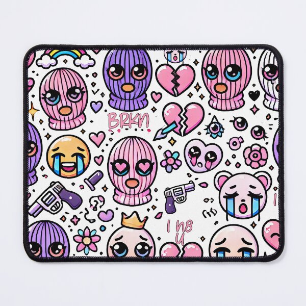 Item preview, Emo Sad Girl with Ski Mask and Broken Hearts Makeup designed and sold by KawaiiCherryPie.