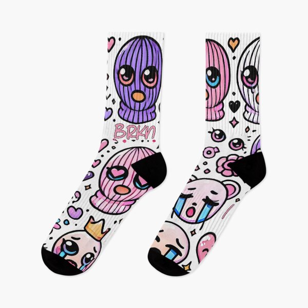 Item preview, Emo Sad Girl with Ski Mask and Broken Hearts Makeup designed and sold by KawaiiCherryPie.