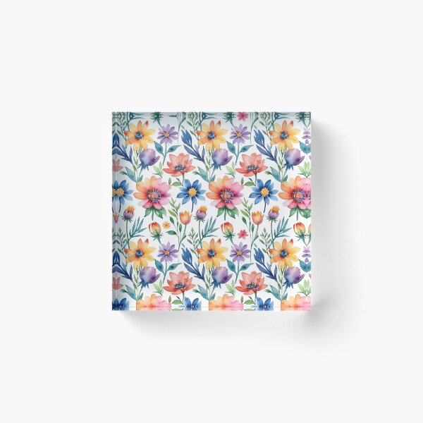 Item preview, Retro watercolor flowers Garden  designed and sold by Charmy Design.