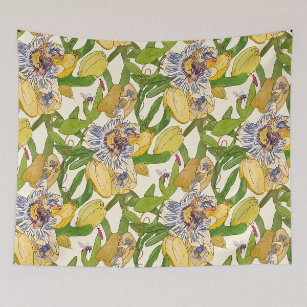 Item preview, Passiflora watercolor pattern designed and sold by CamilleCastanet.