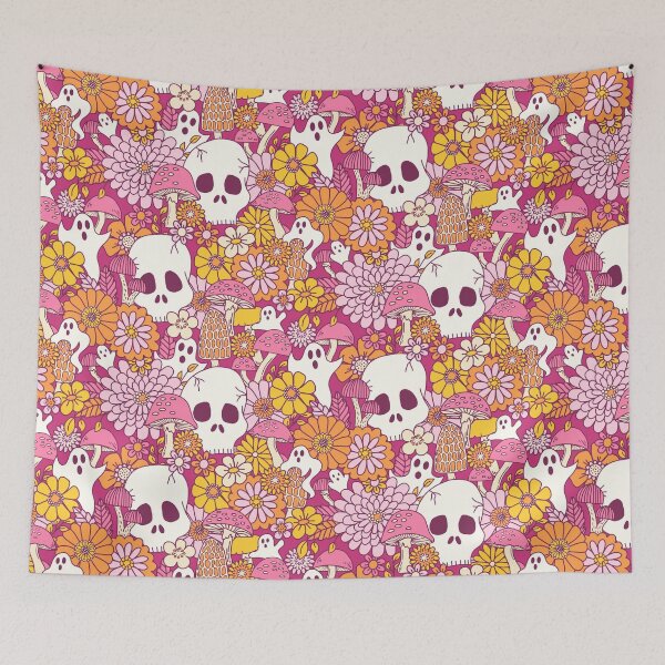 Item preview, Spooky Mushroom Garden - Fuchsia designed and sold by latheandquill.