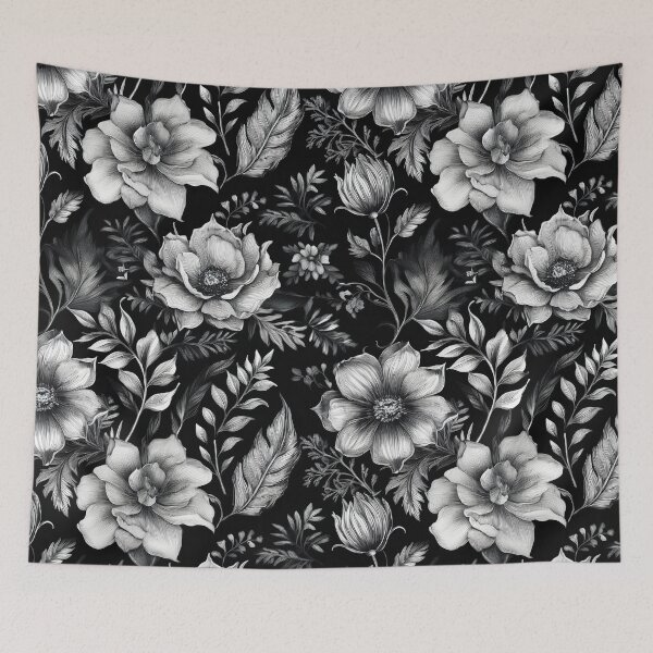 Item preview, Black and White Floral Pattern designed and sold by 100Sunsets.