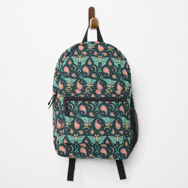 Item preview, Teal Luna Moth and Paisley Pattern. Pink Floral Celestial Butterfly Design designed and sold by paldronma.