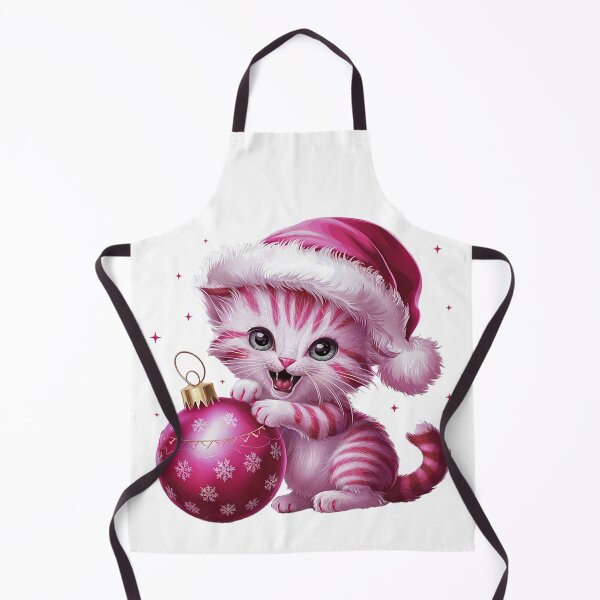 Item preview, Pink Christmas Kitty Playing With Ornament | White designed and sold by PinkGoddessLove.