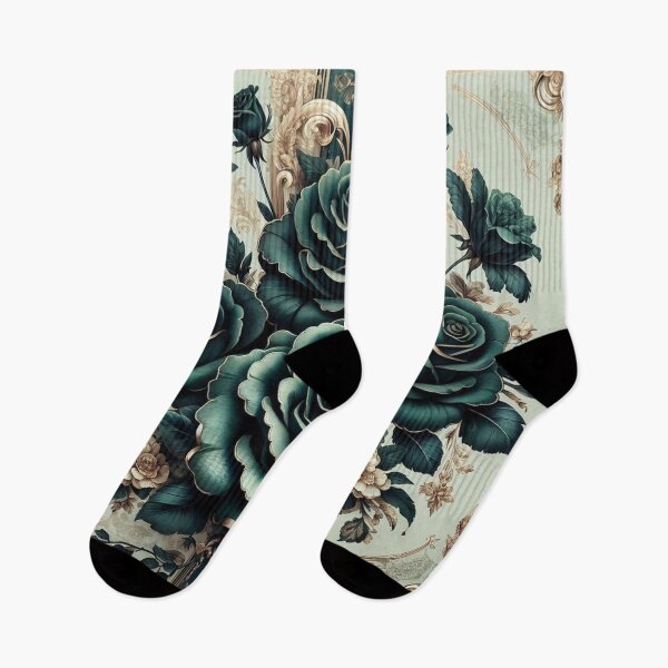 Aperçu de l'œuvre Roses turquoise avec menthe mate et rococo doré créée et vendue par DesignsByPrnces.