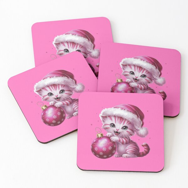 Item preview, Pink Christmas Kitty Playing With Ornament | Pink designed and sold by PinkGoddessLove.