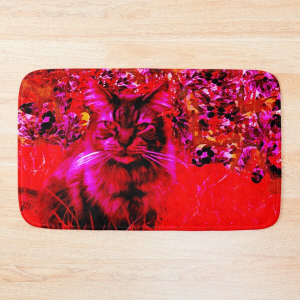 Item preview, CAT IN RED GRASS - FLOWERING HEDGE designed and sold by Most1234.