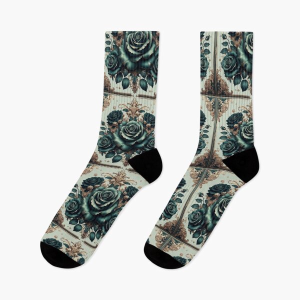 Aperçu de l'œuvre Roses turquoise avec menthe mate et rococo doré créée et vendue par DesignsByPrnces.