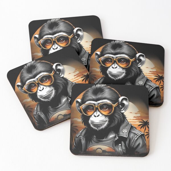 Item preview, Retro Monkey with Distressed Sunglasses designed and sold by Mechanical-Artt.