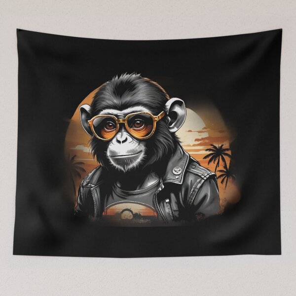 Item preview, Retro Monkey with Distressed Sunglasses designed and sold by Mechanical-Artt.