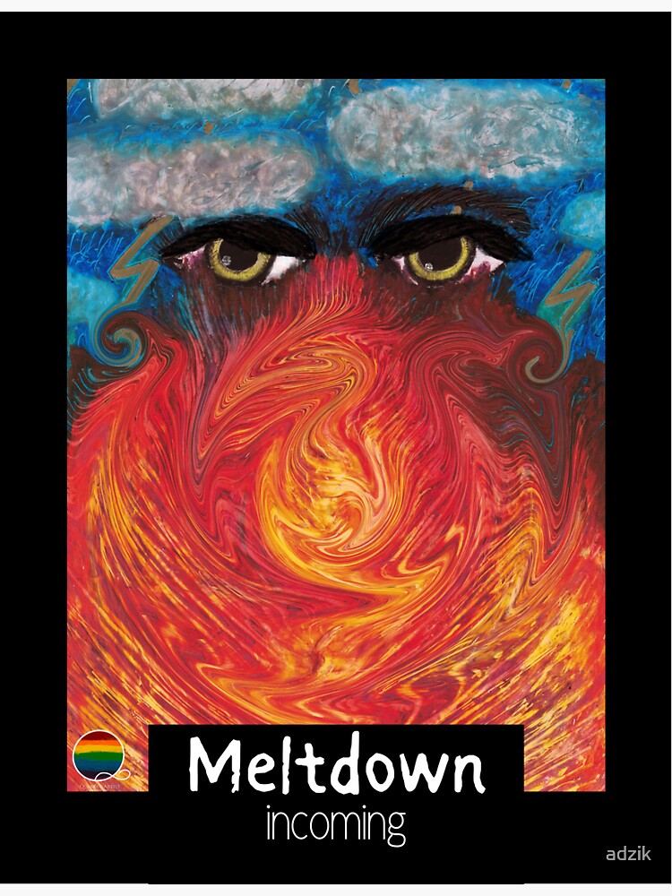 Thumbnail 3 of 3, Sticker, Meltdown incoming: hand painted oil pastel digitally altered designed and sold by adzik.