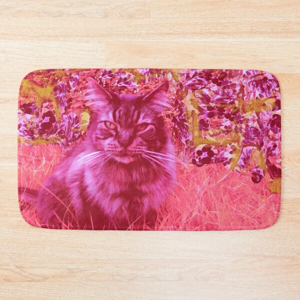 Item preview, CAT IN PINK GRASS - FLOWERING HEDGE designed and sold by Most1234.