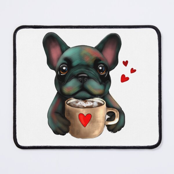 Item preview, French buldog with coffee designed and sold by MeliiisandreArt.