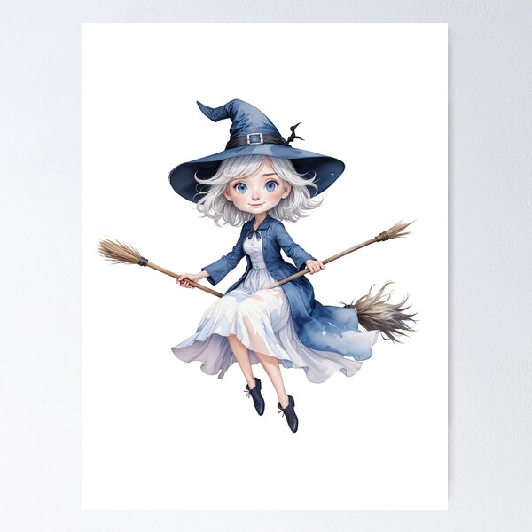 Item preview, Cute Holloween 2024 Witch Flying on Broom designed and sold by BDLuck2021.
