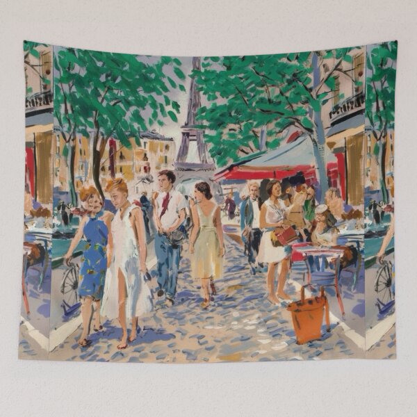 Item preview, Eiffel Café Stroll: Vibrant Paris Summer Street Scene | Art By Carraann  designed and sold by CARRAANN.
