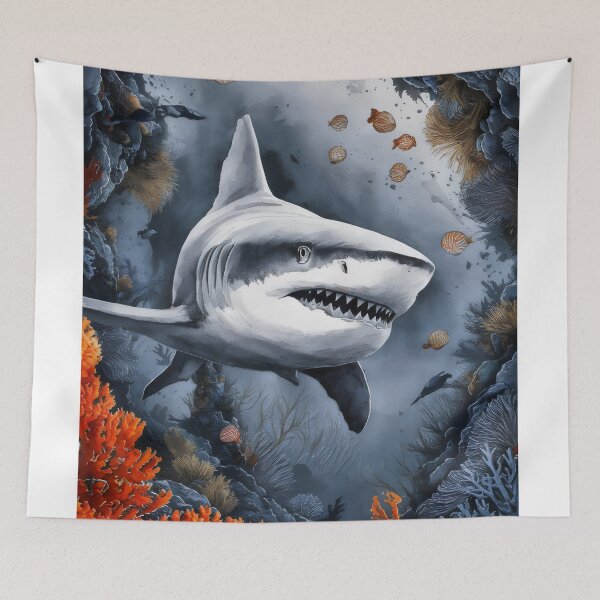 Item preview, Shark at your fingertips. designed and sold by MyHappyArtShop.
