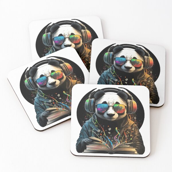 Item preview, Cool DJ Panda with headphones and sunglasses with book designed and sold by MLArtifex.