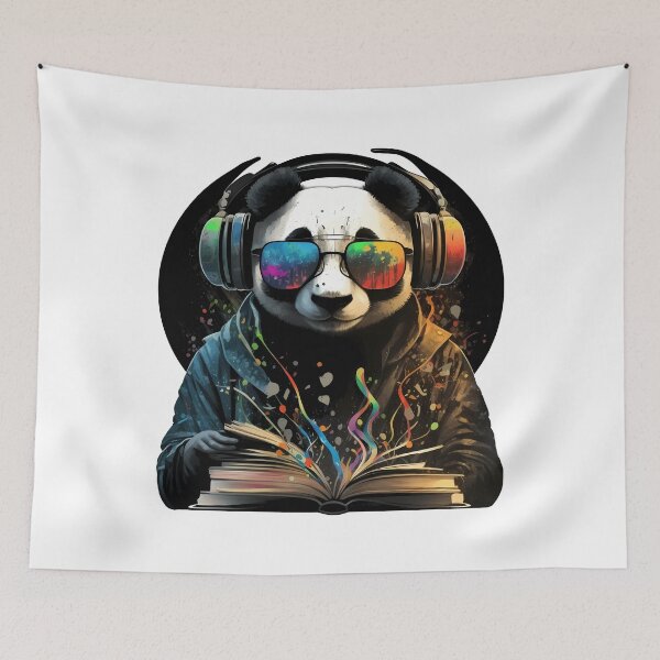 Item preview, Cool DJ Panda with headphones and sunglasses with book designed and sold by MLArtifex.