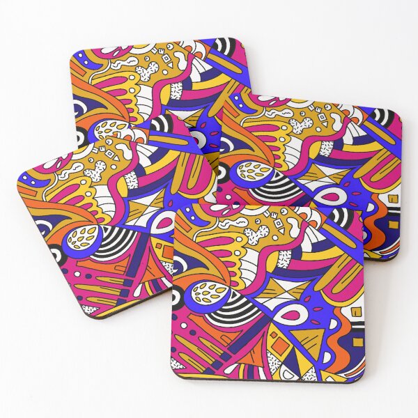 Item preview, Colorful Geometric Popart blue pink yellow black white  designed and sold by Michalaart.