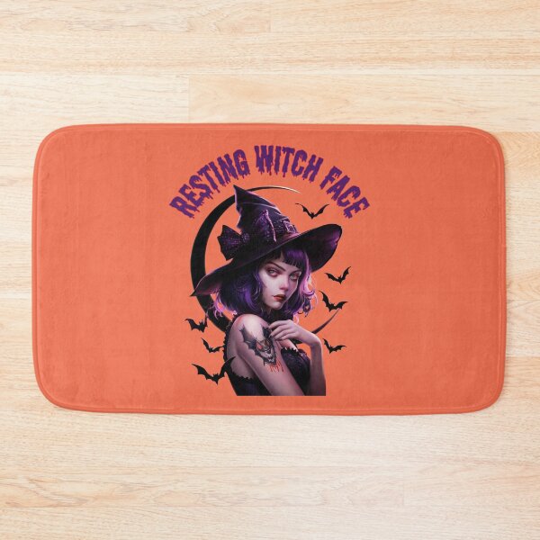Item preview, Resting Witch Face: Gothic Witch with Purple Hair and Vampire Bat Tattoo  designed and sold by elynne9.