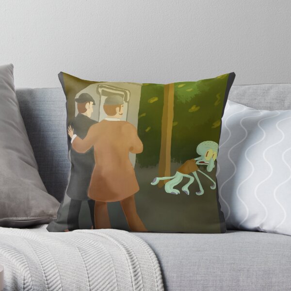 sherlock holmes encountering a wild squidward Throw Pillow