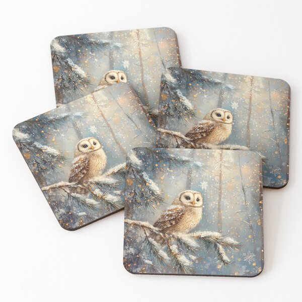 Item preview, Beautiful vintage painting of  owl in Snowy Forest - Christmas Watercolor Painting designed and sold by MargaretWiktor.