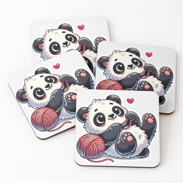 Item preview, Playful Panda with Yarn – Adorable Baby Panda Cartoon designed and sold by Design Delinquent.