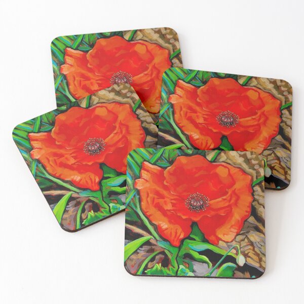 Item preview, Red Poppy Acrylic Painting designed and sold by CozyPixelFluff.