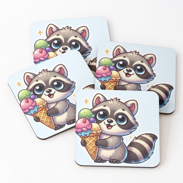 Item preview, Delighted Raccoon with Ice Cream – Adorable Cartoon designed and sold by Design Delinquent.