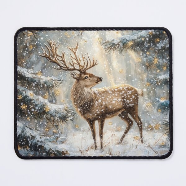 Item preview, Beautiful vintage painting of buck in Snowy Forest - Winter Watercolor Painting designed and sold by MargaretWiktor.