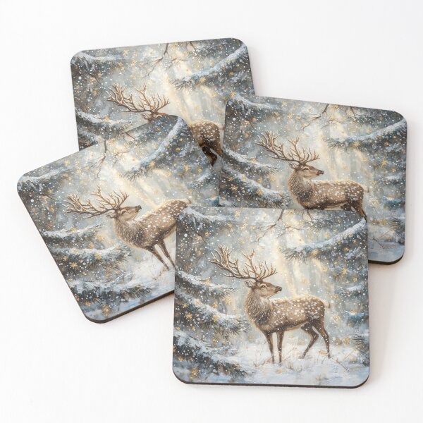 Item preview, Beautiful vintage painting of buck in Snowy Forest - Winter Watercolor Painting designed and sold by MargaretWiktor.